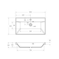 Раковина из искусственного камня, чёрная BB800/450-LV-ART-AST-NERO BelBagno