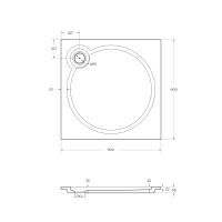 Поддон  из искусственного мрамора, квадратный
 TRAY-S-A-90-56-W 900x900x56 Cezares