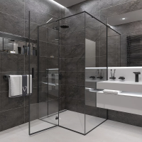 Душевой угол раздвижной прямоугольный RV073B-120100-01-C4 1200х1000х1950 Цвет профиля Чёрный Стекло Прозрачное Veconi