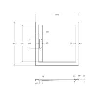 Поддон литой из искусственного мрамора, квадратный. TRAY-AS-A-80-30-W 800x800x30 Cezares