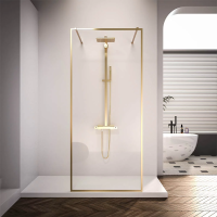 Душевая перегородка 1200x2000 KR90G-120-01-C4 цвет профиля Брашированное золото стекло Прозрачное Veconi