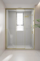 Душевая дверь раздвижная 1100x2000 цвет профиля Золото брашинг стекло прозрачное PR3/R-110-01-G-C4 Premium Veconi