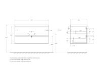 Тумба под раковину подвесная с двумя выкатными ящиками MOLVENO 100x50x50 Legno Bianco MOLVENO-100-2C-SO-LB CEZARES