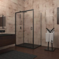 Душевой угол раздвижной прямоугольный RV046B-13080-01-C5 1300х800х1950 Цвет профиля Чёрный  Стекло Прозрачное Veconi