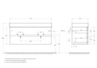 Тумба под раковину с двумя чашами подвесная с двумя выкатными ящиками MOLVENO 46 120х46х50 Noce Chiaro MOLVENO 46-120-2C-SO-2-NC CEZARES