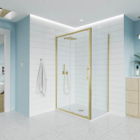 Душевой угол раздвижной E1-SP-G-10080-01-C9 1000х800x1950 Цвет профиля Золото брашинг Стекло  Прозрачное Veconi